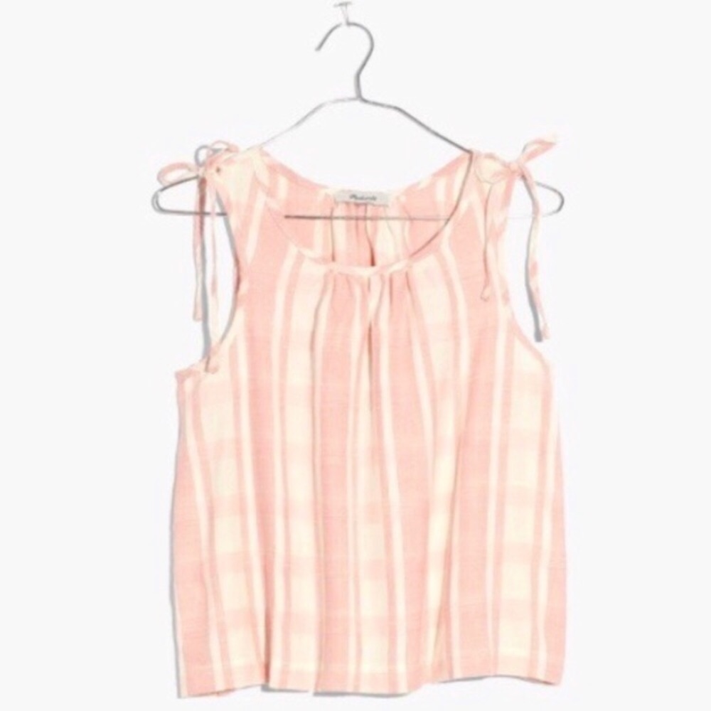 MADEWELL Gingham Tie-Shoulder Checker Print Crop Large - Picture 3 of 12